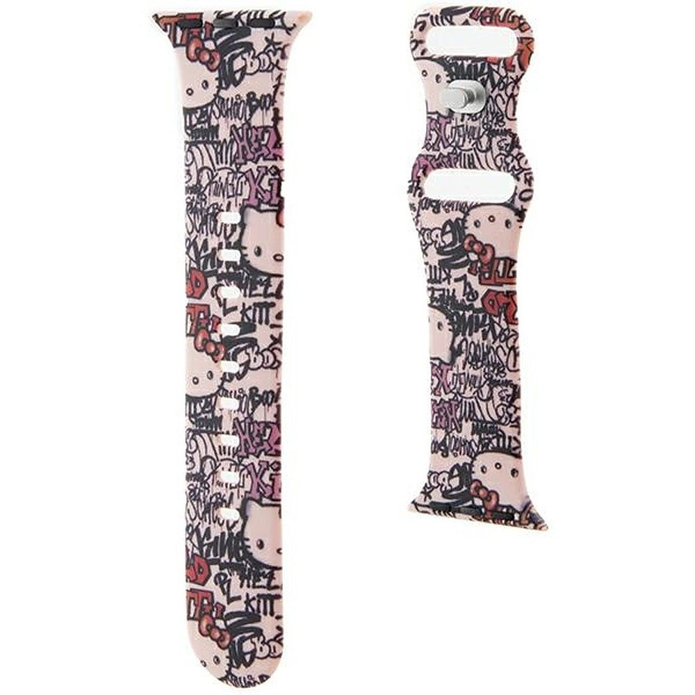 Hello Kitty Smartwatch-Armband Ersatzarmband Silikonband Wechselarmband, Graffiti-Print, Silikon, Druckknopf, hautfreundlich