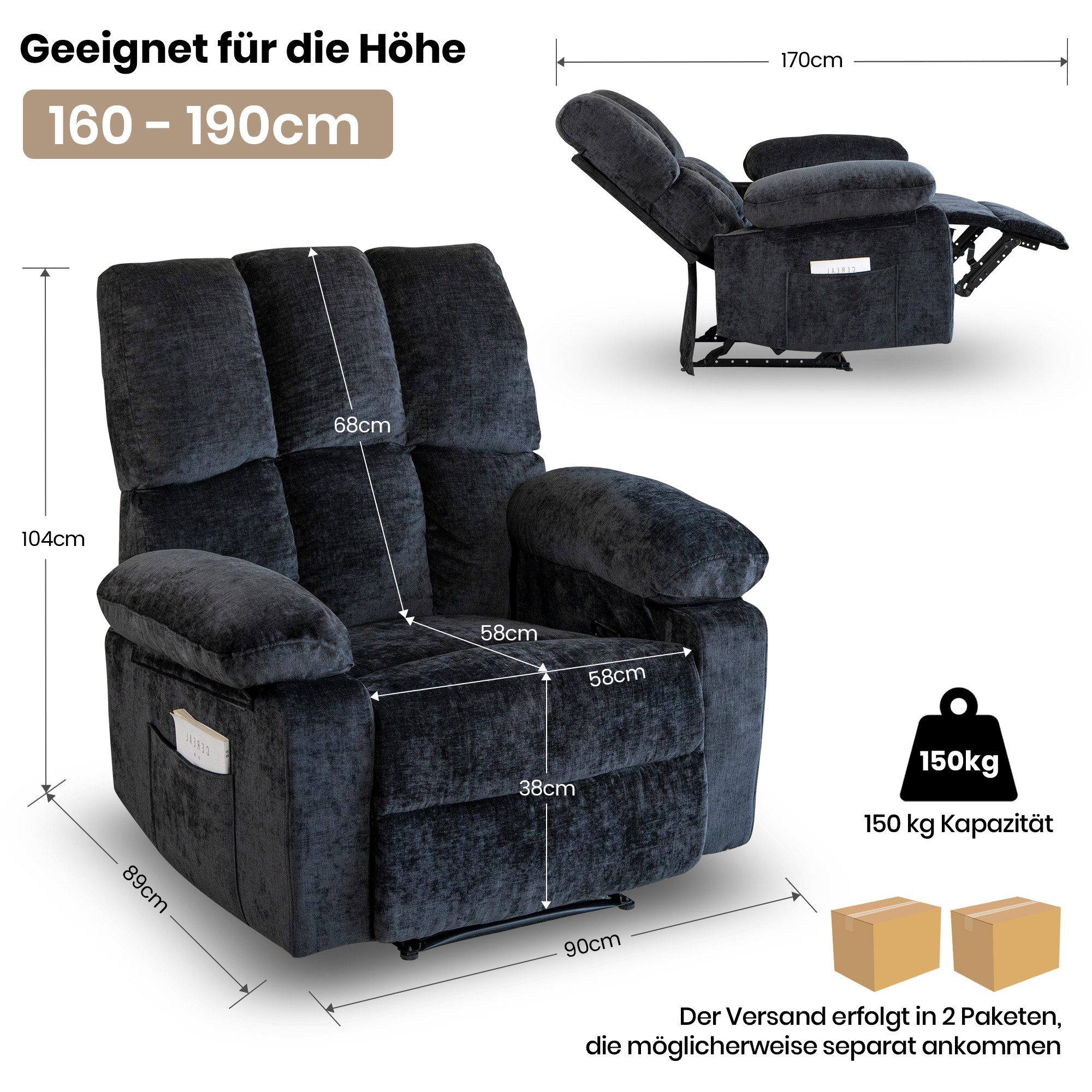 HOMYEDAMIC Relaxsessel Relaxsessel Fernsehsessel Einzelsessel mit Liegefunk günstig online kaufen