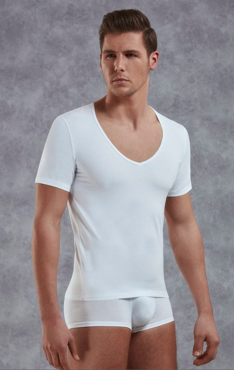 V-Shirt Herren Slim Fit T-Shirt mit tiefem V-Ausschnitt 2820
