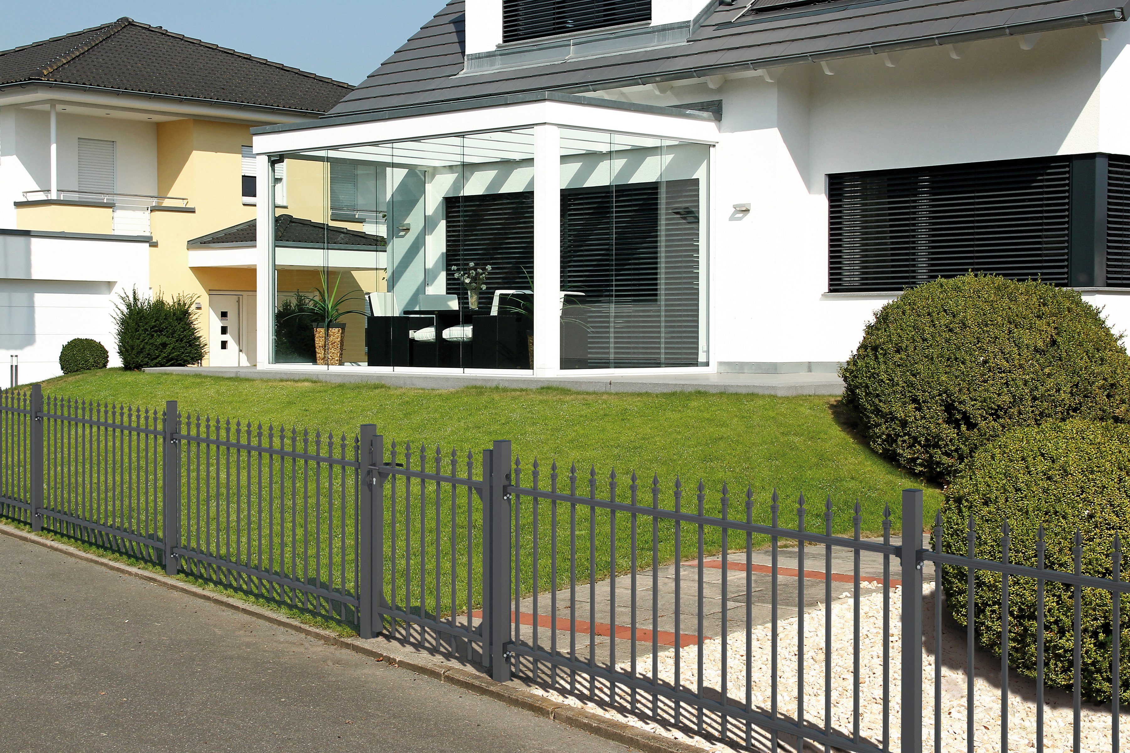 Alberts Metallzaun Anbauset Chaussee, Höhe: 100 und 120 cm, Breite: 200 cm, zum Aufschrauben