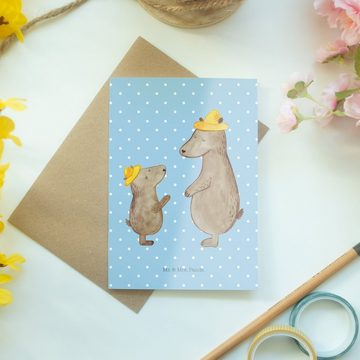 Mr. & Mrs. Panda Grußkarte Bären mit Hut - Blau Pastell - Geschenk, Lieblingsmensch, Papi, Brude, Matte Innenseite