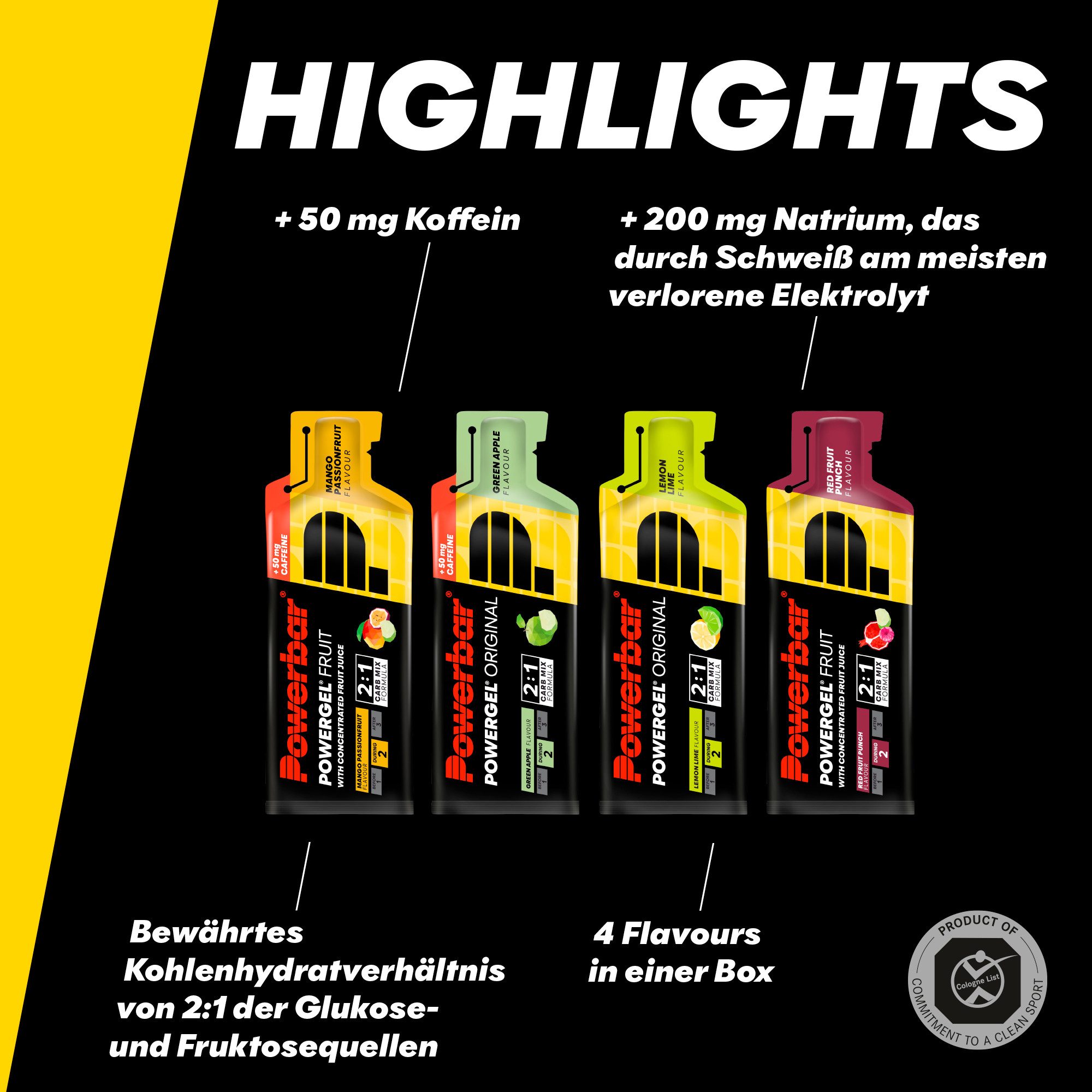 PowerBar High Carb Energie Gele PowerGel Multiflavour Box 12x 41g Gel, 12 er Multiflavour Pack à 12 St., Multiflavour Pack