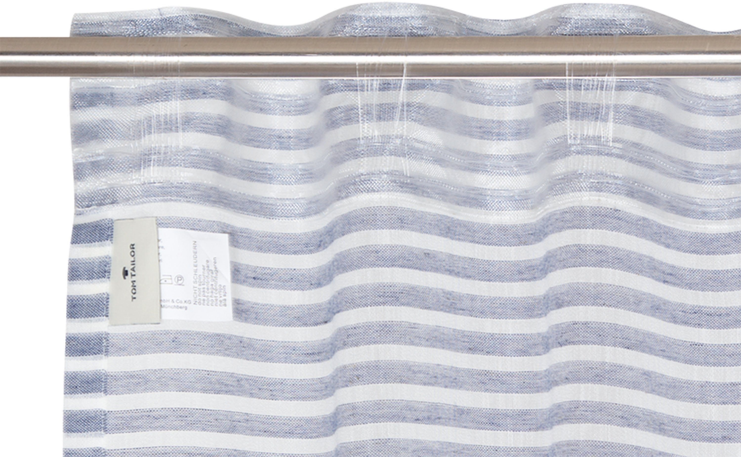 Vorhang Natural Stripe, TOM TAILOR transparent HOME, verdeckte Schlaufen (1 navy transparent, St)