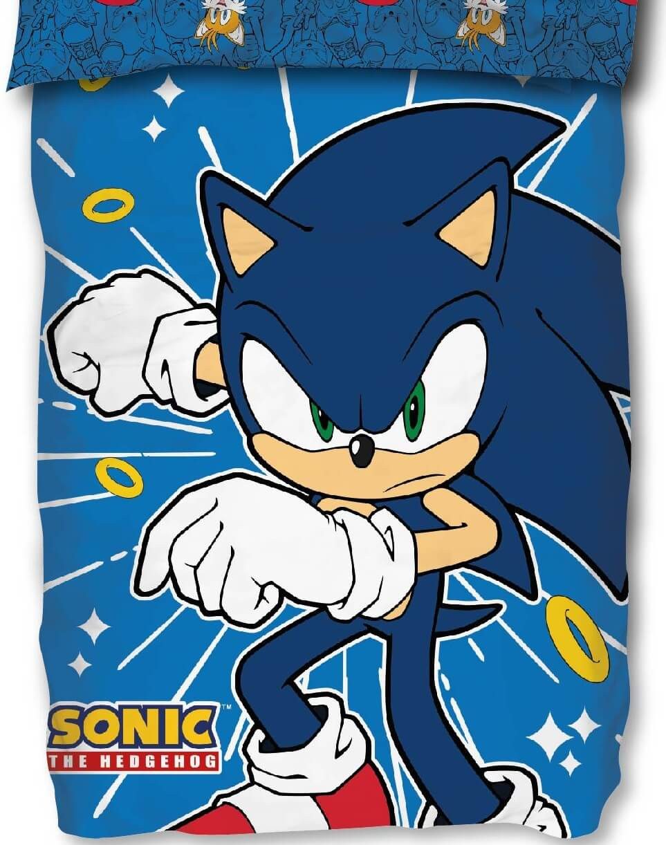 SkyBrands Bettwäsche Sonic the Hedgehog - Wende-Bettwäsche-Set, 135x200 & 80x80, Baumwolle, 100% Baumwolle