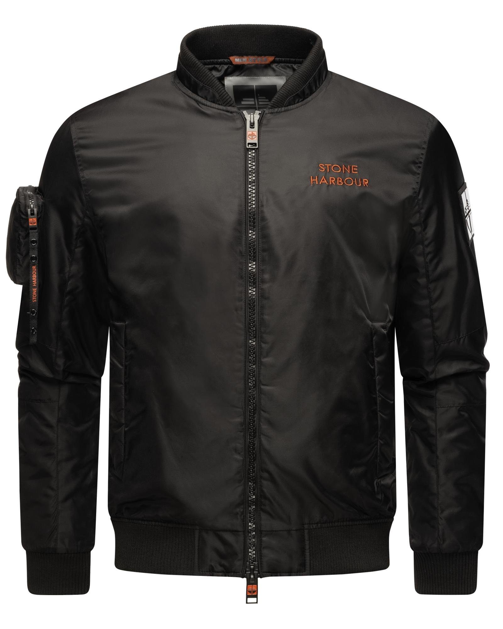 Stone Harbour Bomberjacke Berkoo Coole Herren Pilotenjacke mit praktischer Ärmeltasche