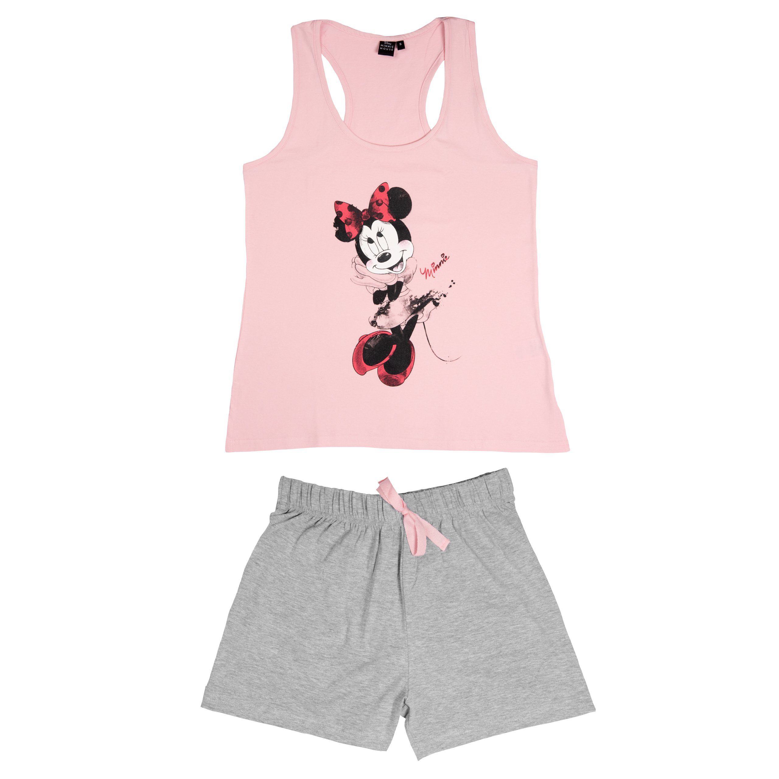 United Labels® Schlafanzug Disney Minnie Mouse Schlafanzug für Damen  Rosa/Grau