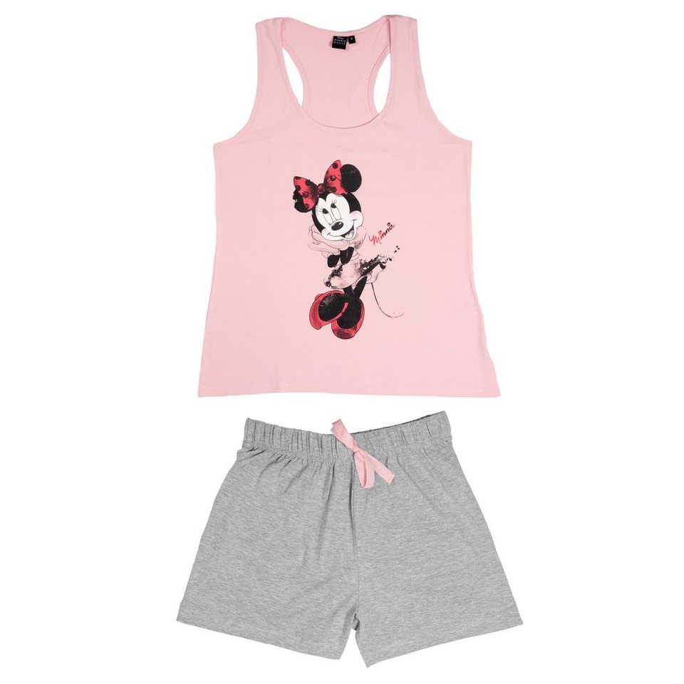 United Labels® Schlafanzug Disney Minnie Mouse Schlafanzug für Damen  Rosa/Grau