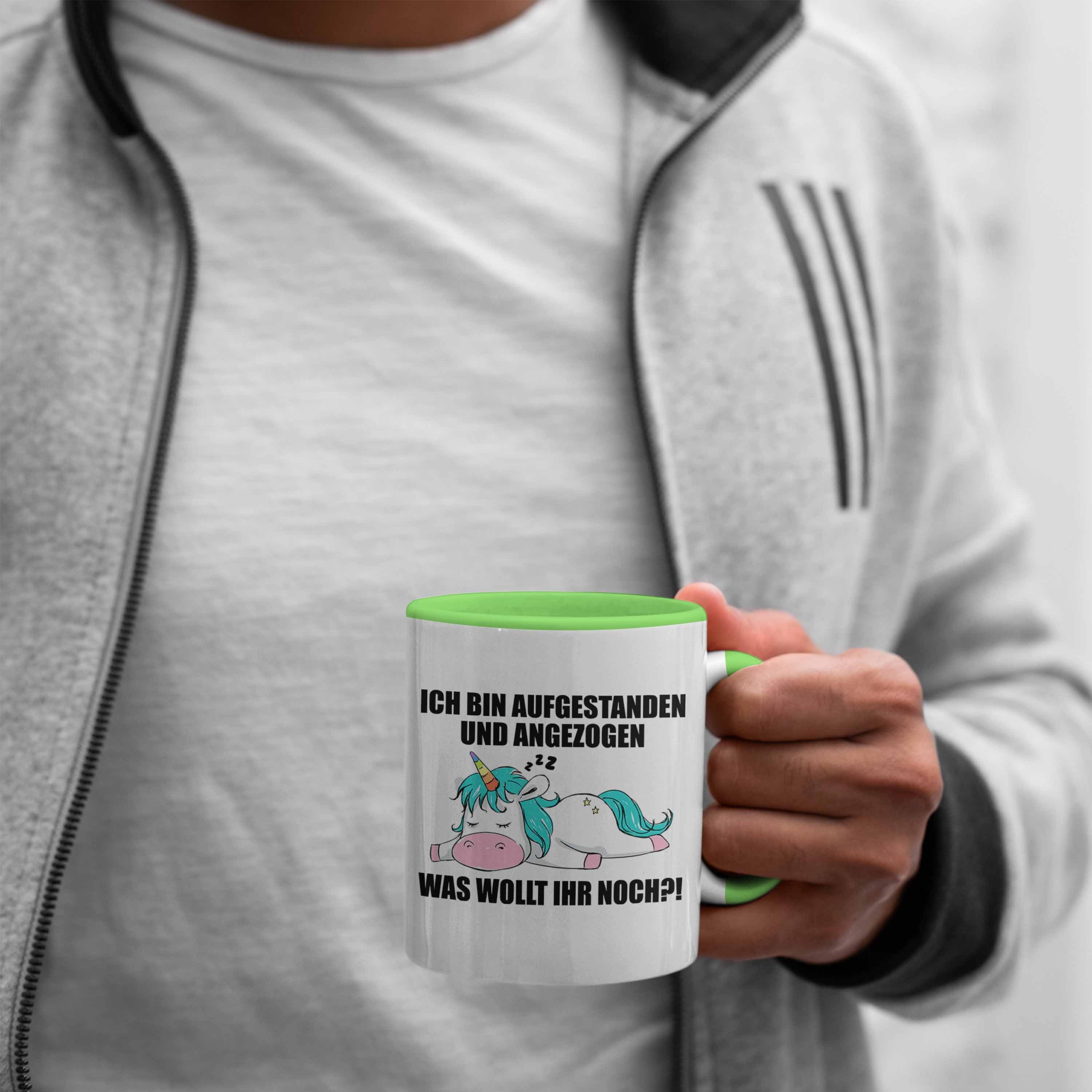 Trendation Tasse Trendation Arbeitskollege Kollegin Tasse - mit Faule Spruch Grün Geschenk Lustige