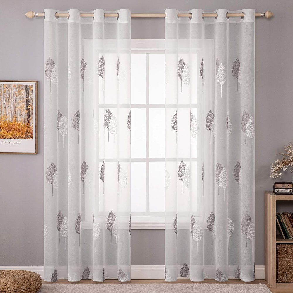 NUODWELL Gardine 2er Set Wohnzimmer Vorhänge, günstig online kaufen