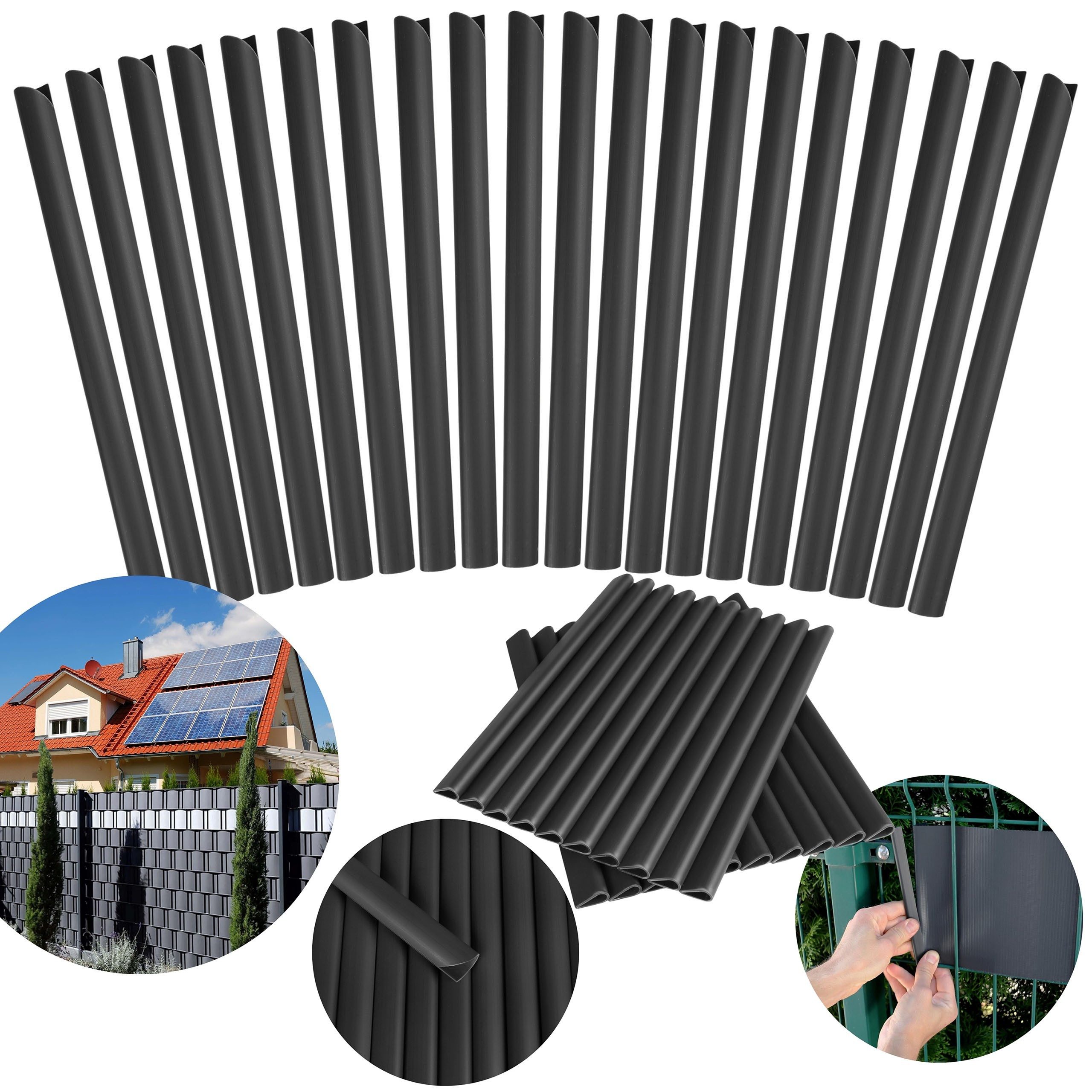 Sarcia.eu Doppelstabmattenzaun Befestigungsklammern für Sichtschutzstreifen 19cm, 20St.;SCHWARZ