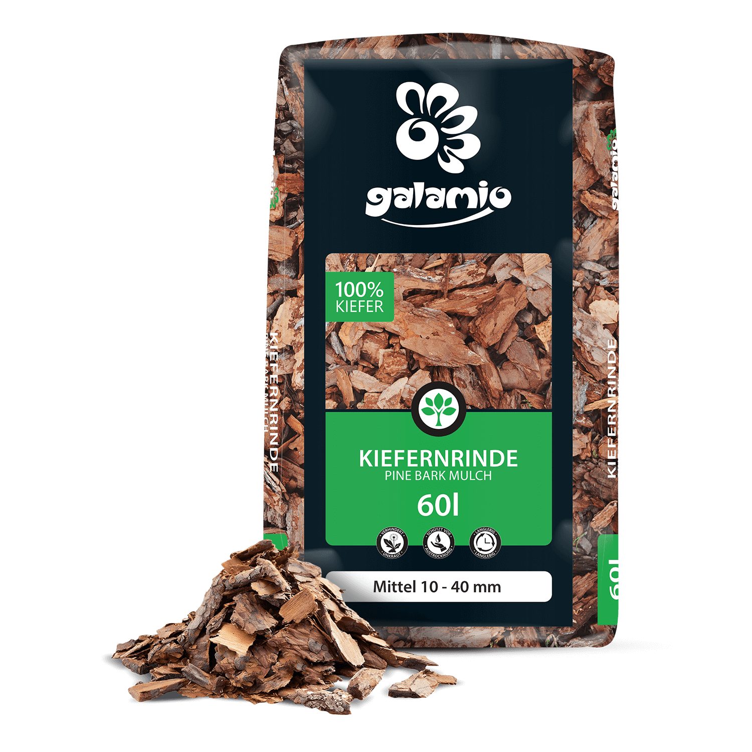 GALAMIO Rindenmulch Rindenmulch Kiefer Mittel, (Paket, 1-St)