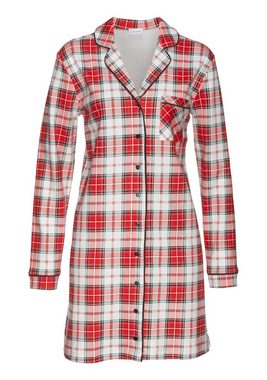 LASCANA Sleepshirt mit Karomuster und Paspeln