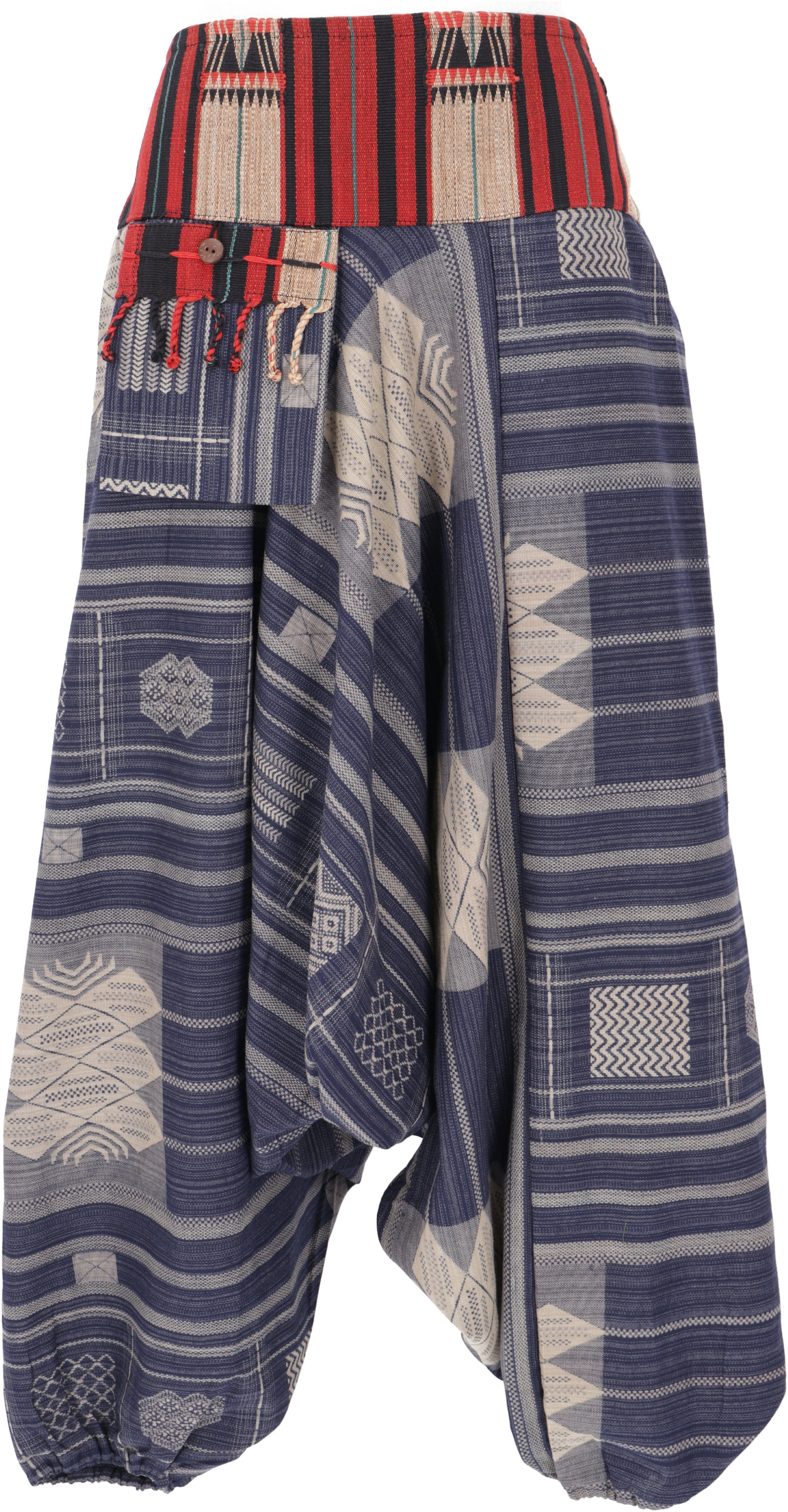 Guru-Shop Relaxhose Haremshose mit breitem gewebtem Bund und.. Ethno Style, alternative Bekleidung