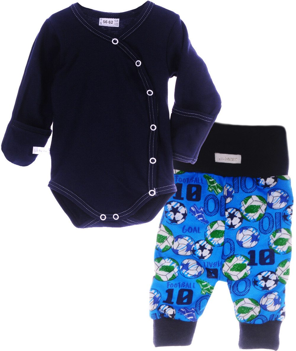 Body & Hose Baby Anzug Wicklbody mit Kratzschutz und Hose in Blau