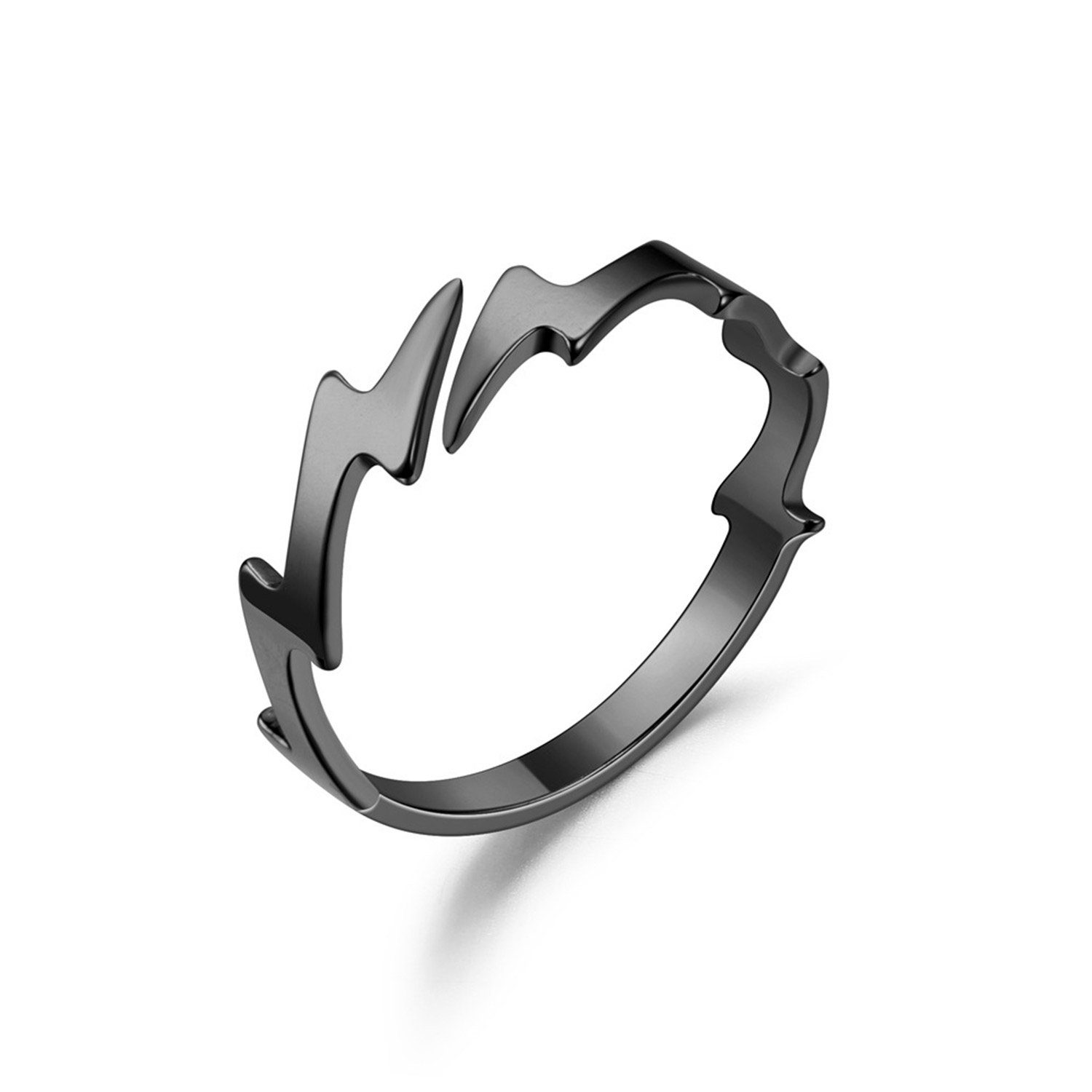 MAGICSHE Fingerring Blitz Titan Stahl offener Ring verstellbar schwarz