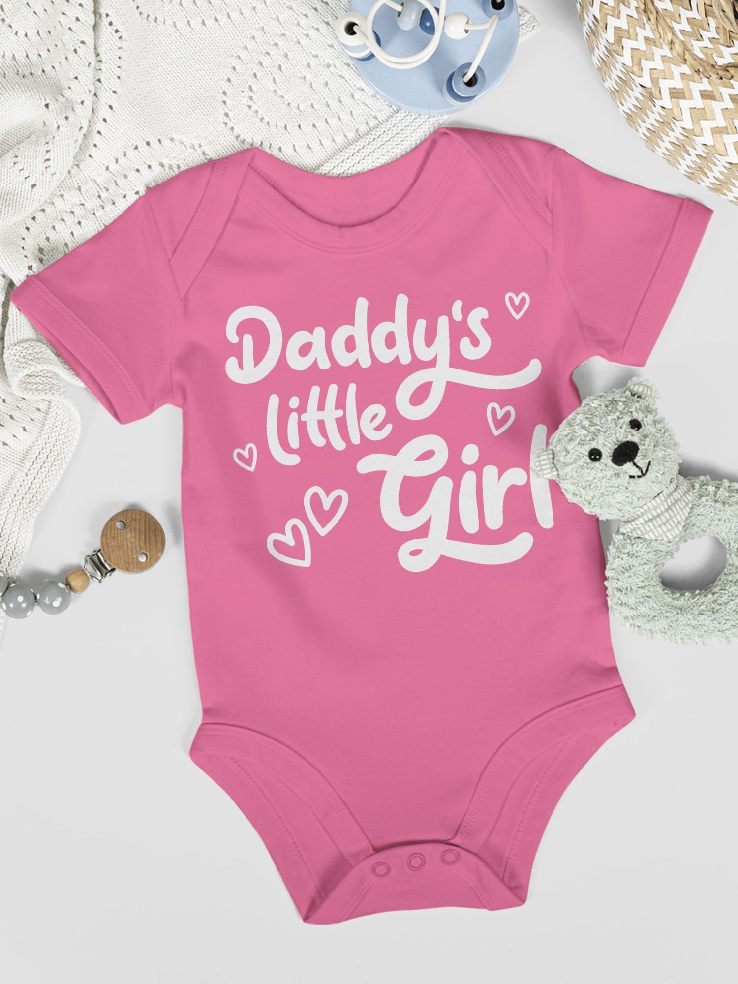 Shirtracer Shirtbody süß Baby little Pink Girl Daddy's Geschenk weiß Vatertag 2