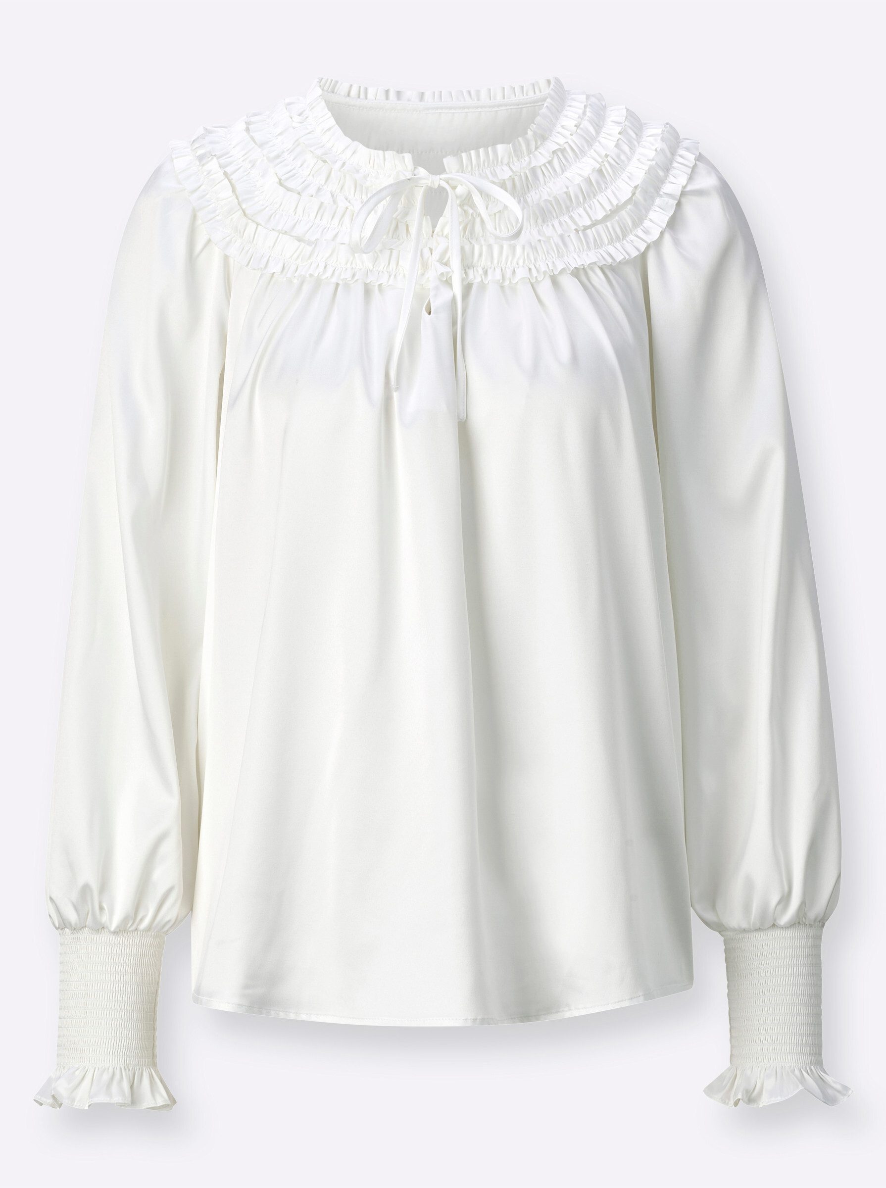 Klassische Bluse Satin-Bluse Langarm