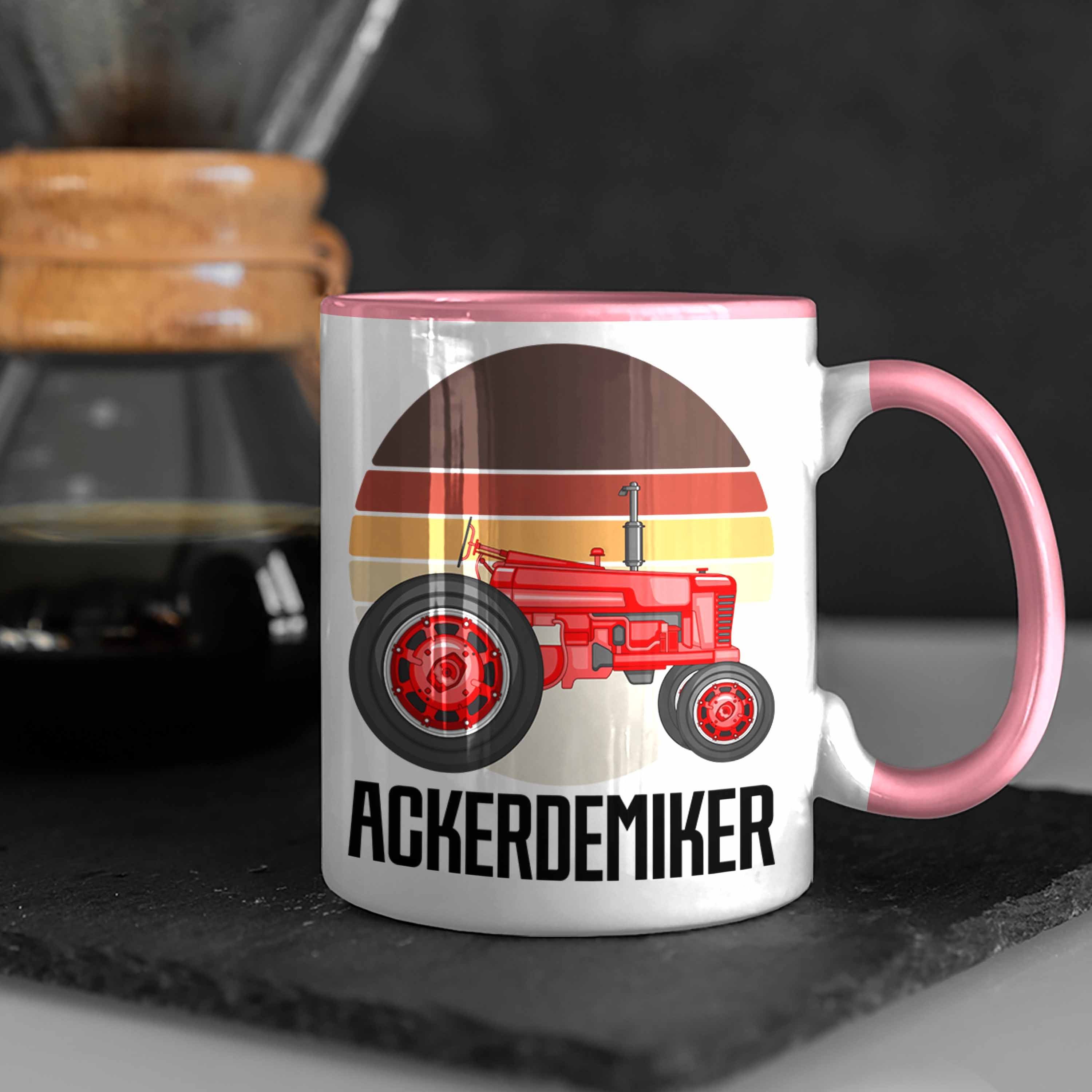Trendation Tasse Ackerdemiker Geschenk Geschenkidee Rosa Kaffee-Becher Landwirt Ba für Tasse