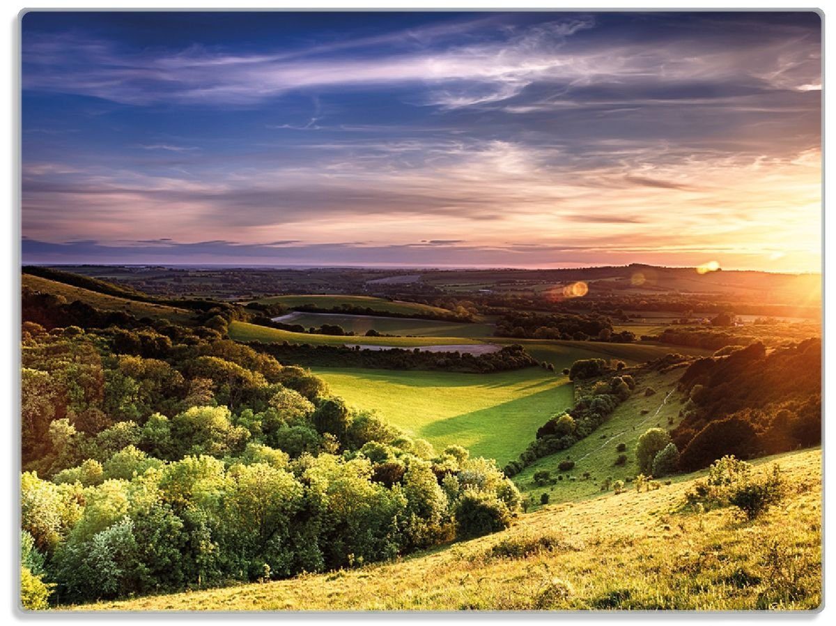 Wallario Schneidebrett Farbenfroher Sonnenuntergang in England, ESG-Sicherheitsglas, (inkl. rutschfester Gummifüße 4mm, 1-St), 30x40cm