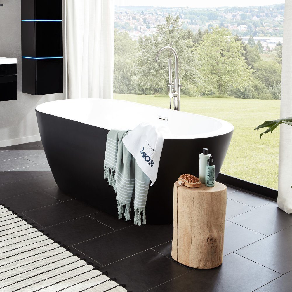 Thumbnail - HOME DELUXE Badewanne Freistehende Badewanne CODO Black Editio…, inkl. komplettem Zubehör I Acrylwanne