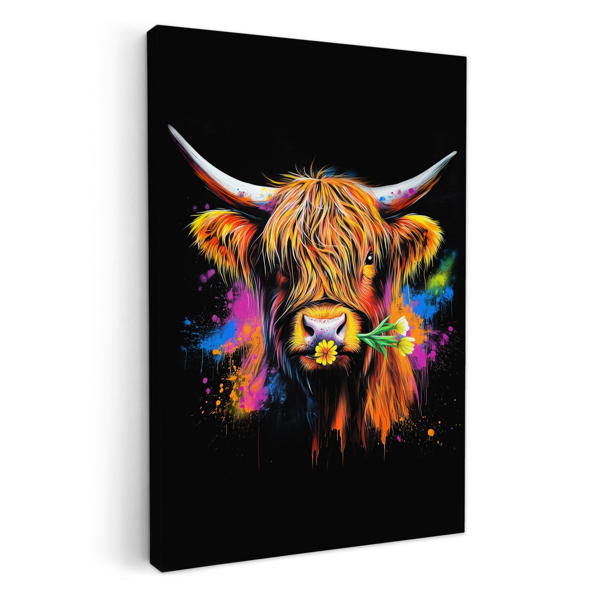 OneMillionCanvasses® Leinwandbild Schottischer Highlander - Graffiti günstig online kaufen