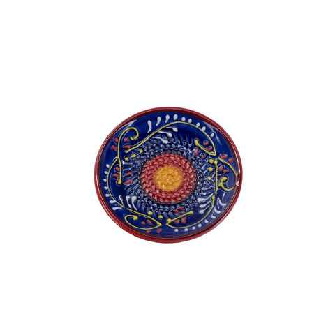 Kaladia Multireibe Reibeteller in blau/rotem Rand, Keramik, handbemalte Küchenreibe - Made in Spain