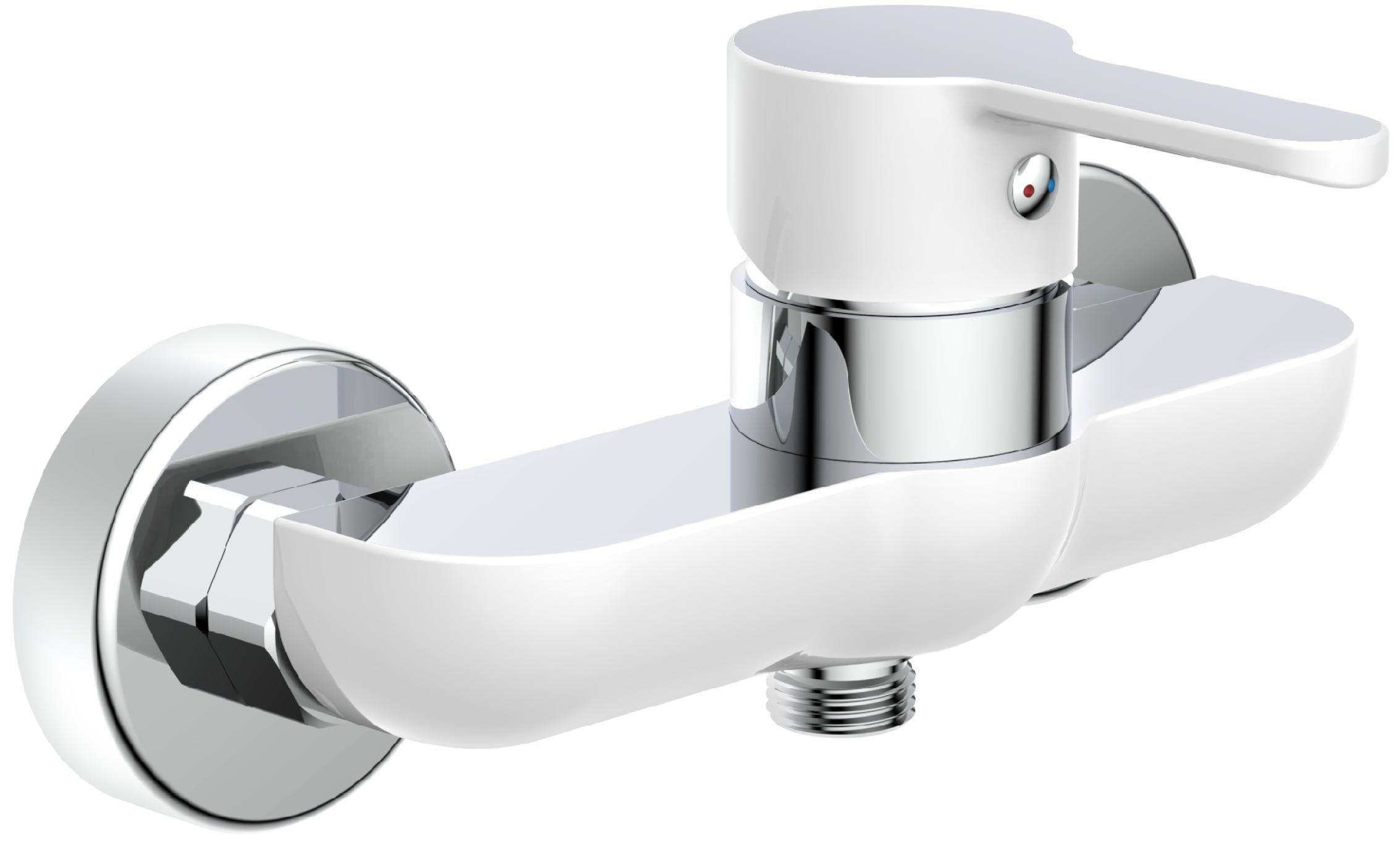 Eisl Duscharmatur DIZIANI Wasserhahn Bad, Mischbatterie Dusche in Weiß/Chrom