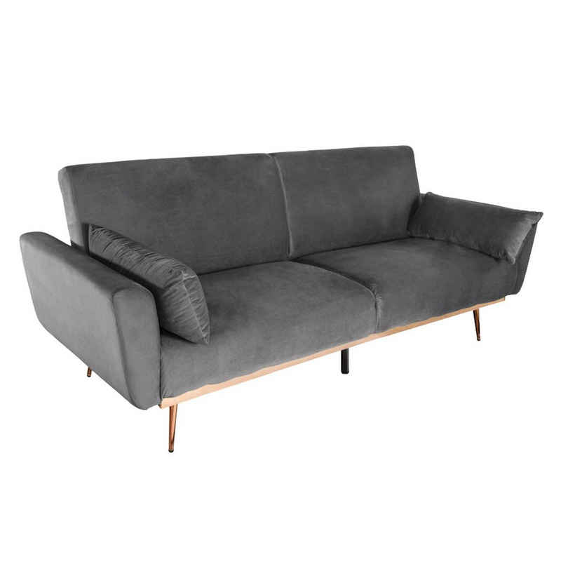 riess-ambiente Schlafsofa BELLEZZA 210cm grau / roségold, 1 Teile, Wohnzimmer · Samt · Metall · 3-Sitzer · Couch inkl. Kissen · Retro