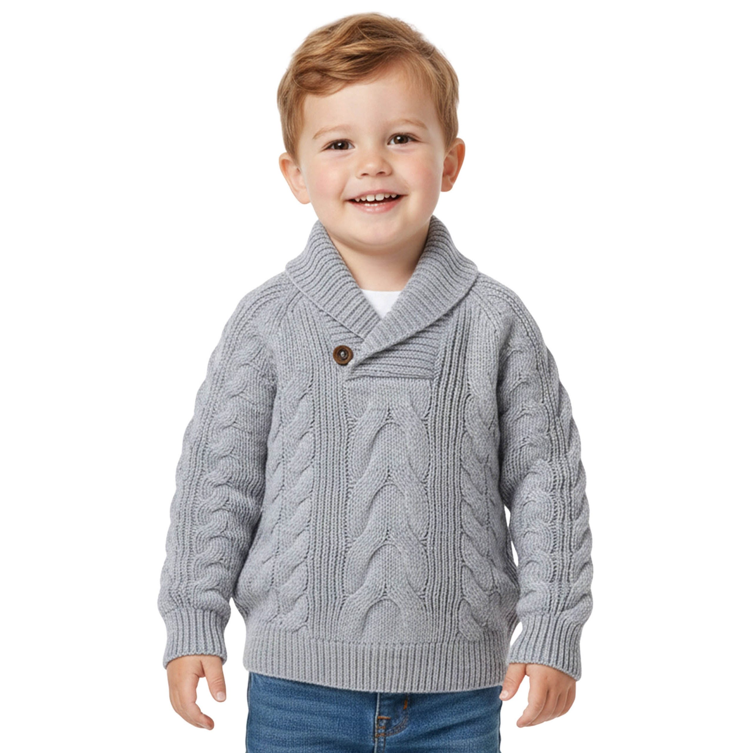 Sarcia.eu Wollpullover Grauer warmer Kinderpullover mit grobem Strickmuster für Jungen