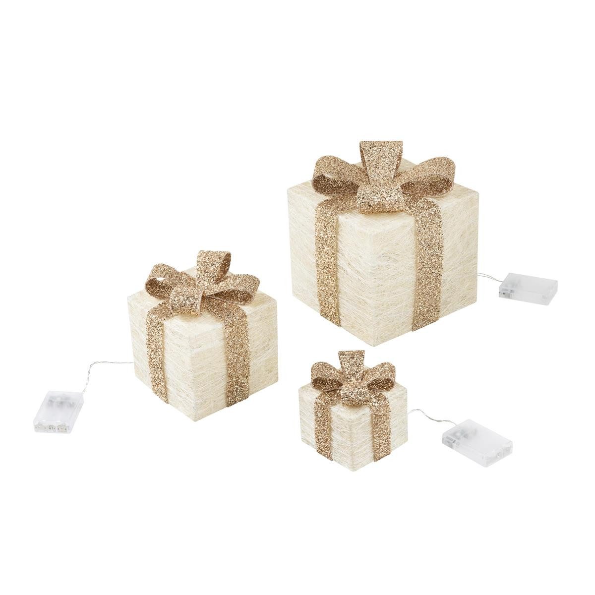 Bambelaa! LED Dekolicht Bambelaa! Led Deko Leucht Geschenk Boxen 3er Set inkl. Timer Funktion, Gelb – Bild 4 von 5