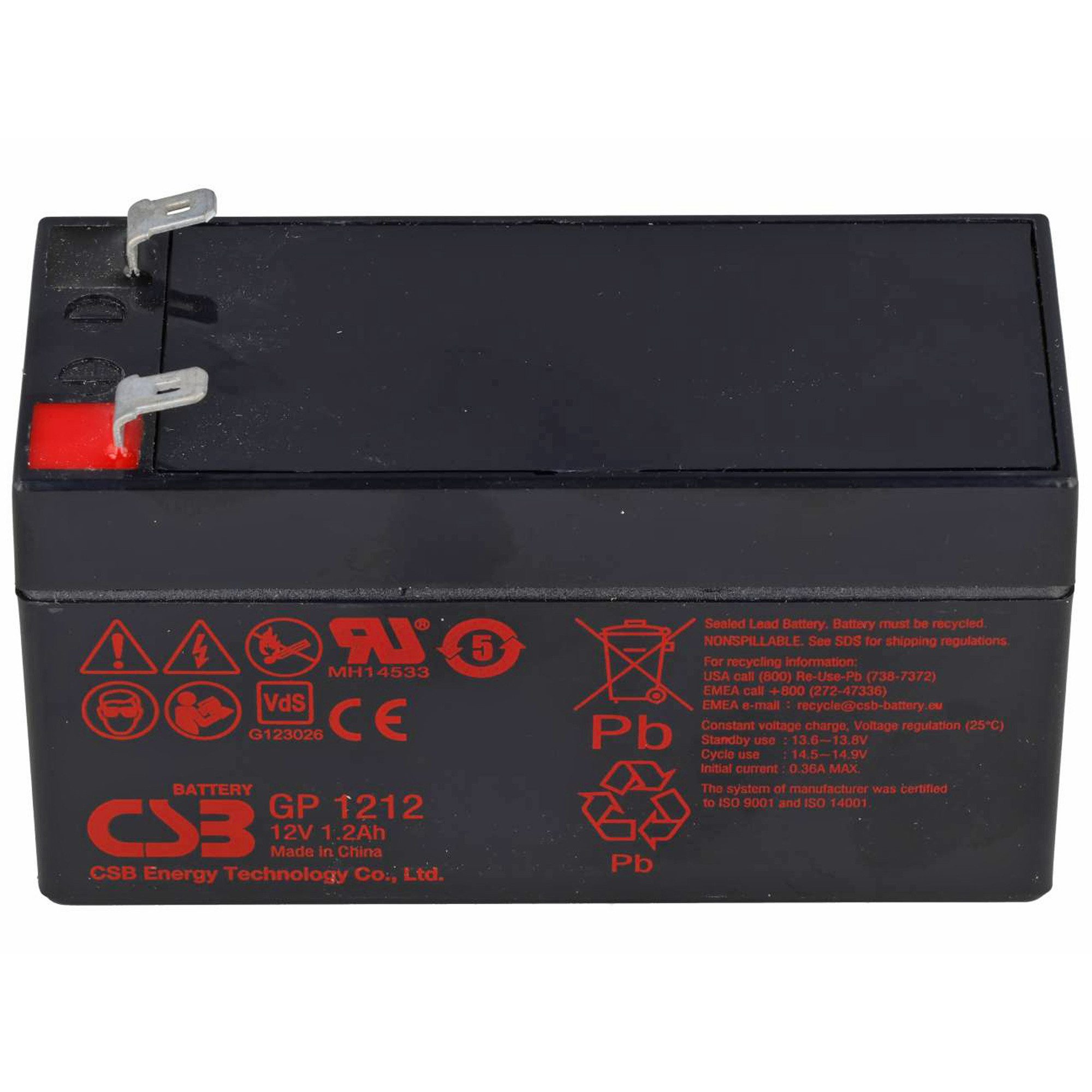 CSB CSB-GP1212 12 Volt 1,2 Ah AGM Akku mit 4,8mm Anschluss VDS G123026, A Akku 1200 mAh (12,0 V)