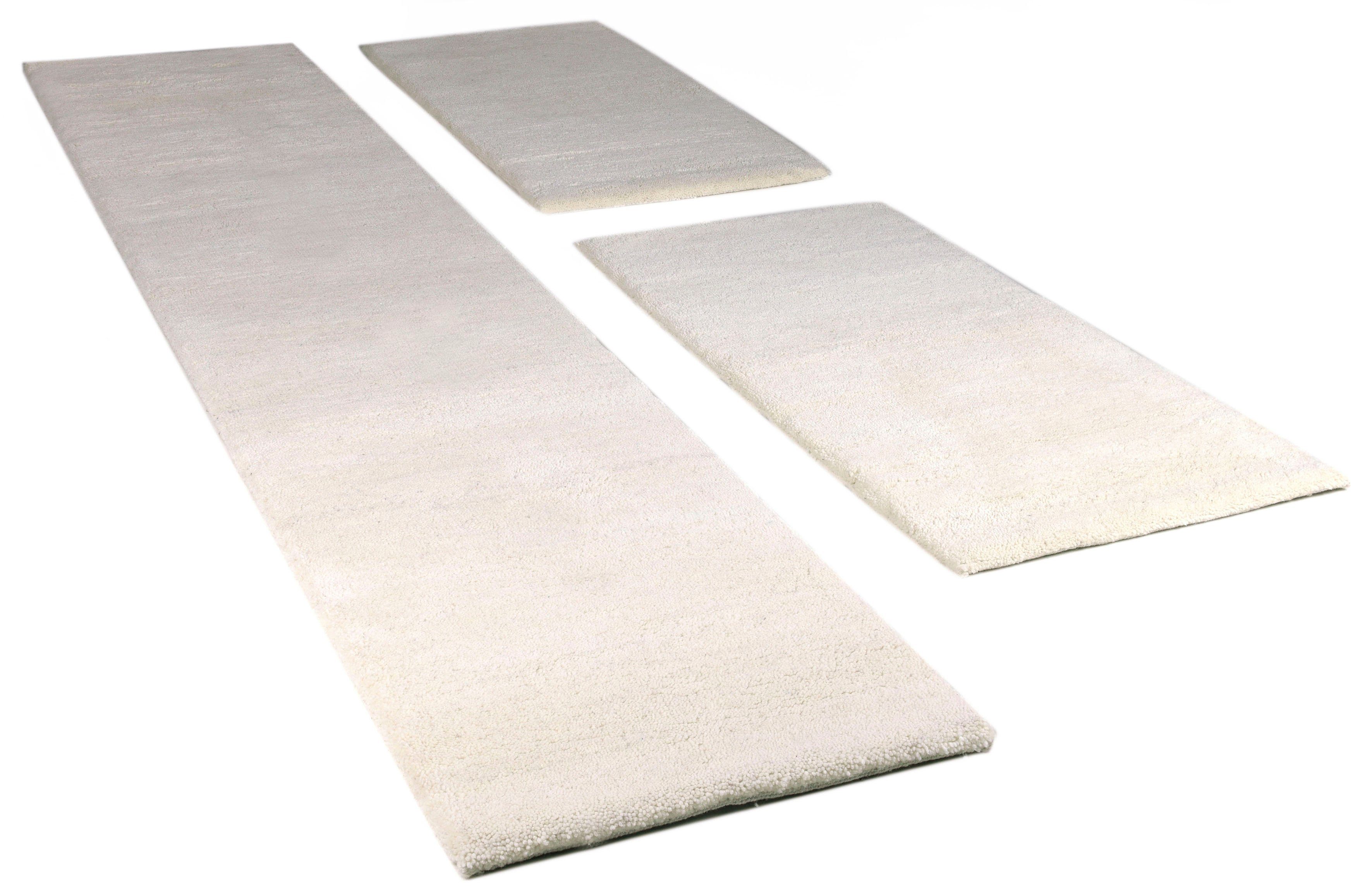 THEKO Bettumrandung Maloronga Uni, Höhe 24 mm, (3-tlg), echter Berber Teppich, reine Wolle, handgeknüpft