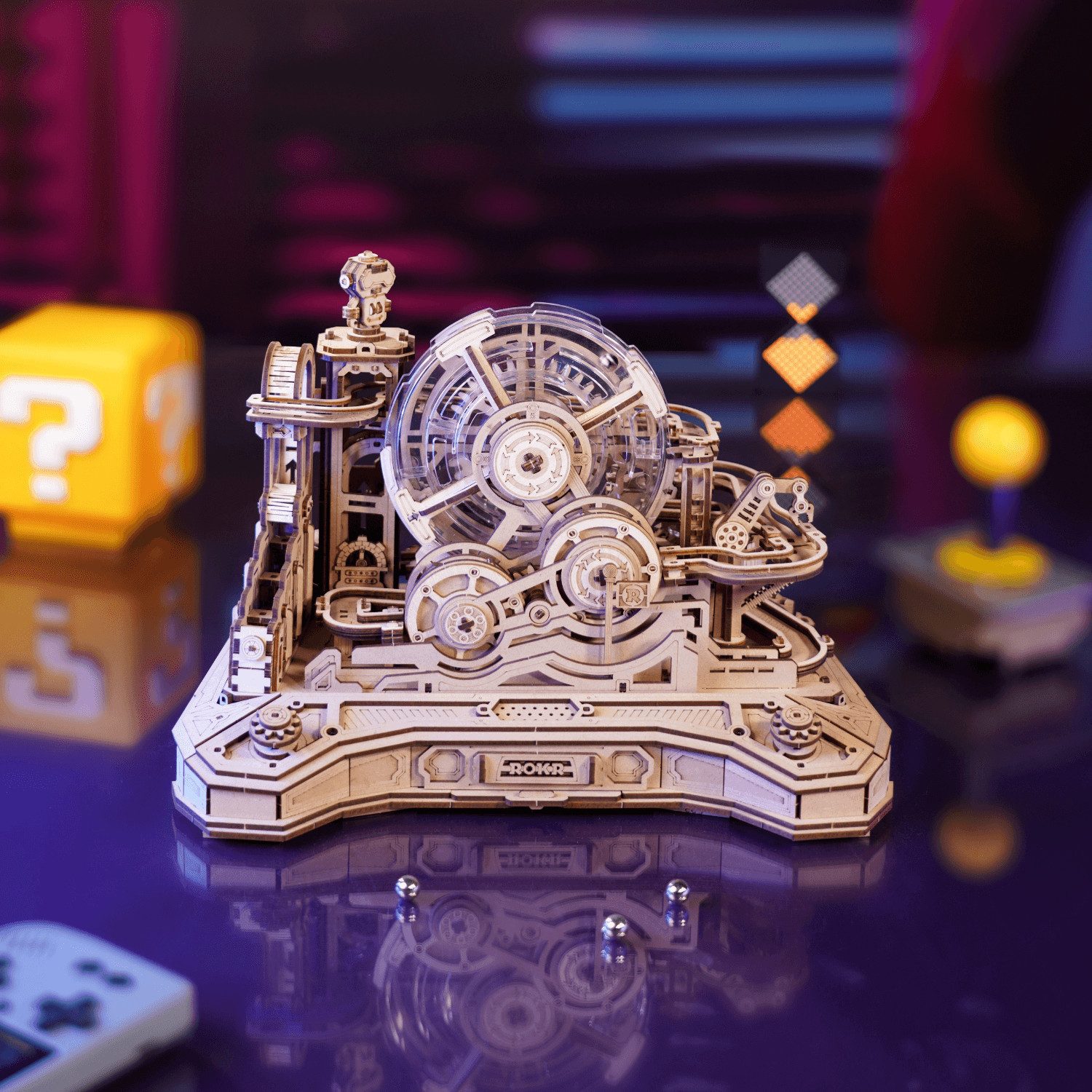 Robotime Modellbausatz Robotime Gear Ball Challenge Mechanisches Holzpuzzle, (653-tlg)