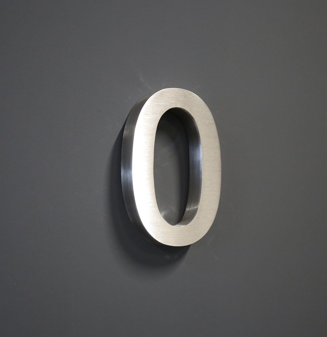 Steelboxx Briefkasten Hausnummer Edelstahl in 3D Design Arial H20cmxT3cm V2A TOP(Nr.0) (inkl. Montagematerial, 1-St), Material: V2A Edelstahl rostfrei - Optik: matt gebürstet