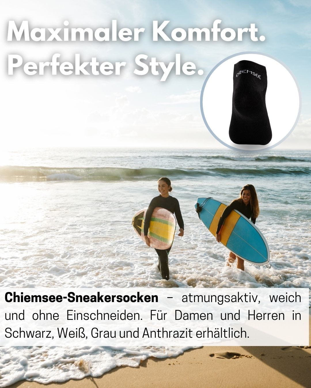 Chiemsee Sneakersocken 10 Paar Damen und Herren kurze Socken aus Baumwolle mit Komfortbund