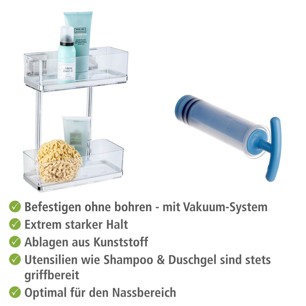 WENKO Wandregal Vacuum-Loc Quadro, 2 Etagen – Bild 3 von 5