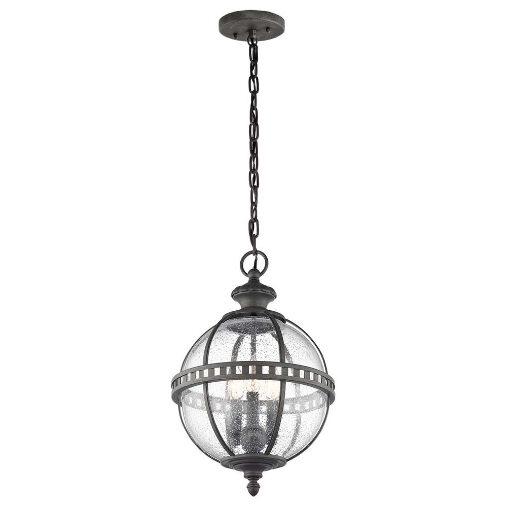 Elstead LIGHTING Außen-Deckenleuchte, Leuchtmittel nicht inklusive, Außenleuchte Kettenlaterne Metall Glas Kugel Hängeleuchte 30,5 cm 3