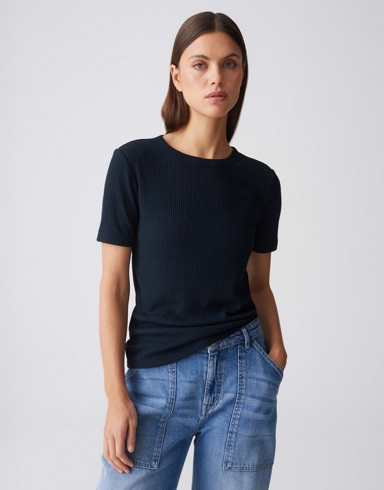 OPUS Kurzarmshirt Sydra aus Jersey mit Rippstruktur elastischer Stoff, weicher Griff, Casual