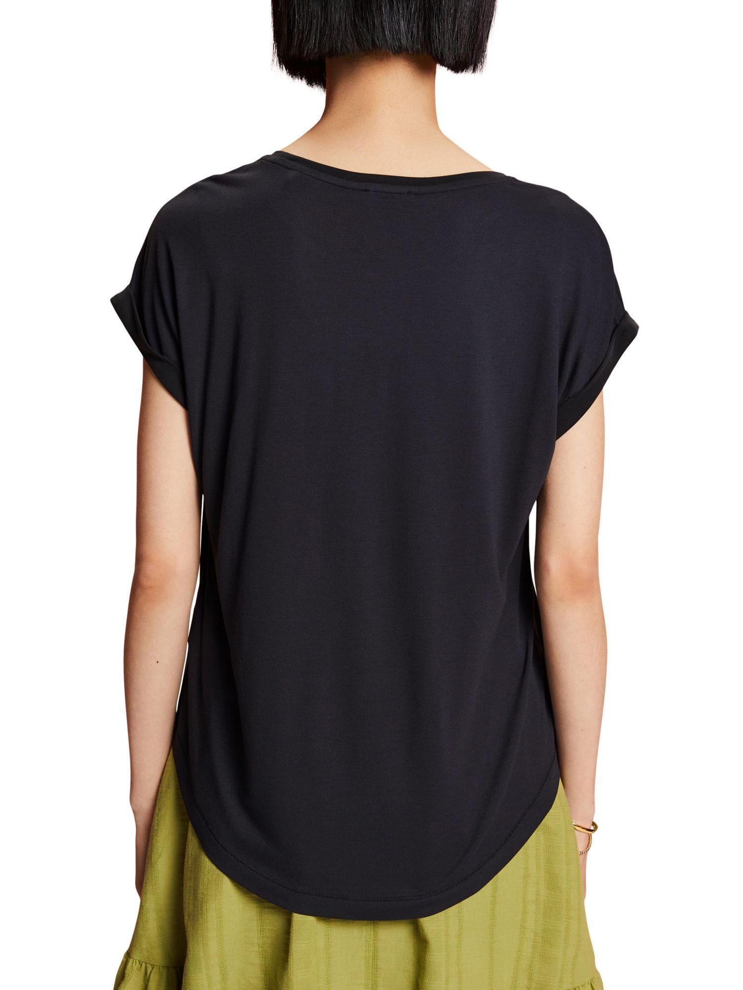 Esprit T-Shirt Cupro-T-Shirt (1-tlg) BLACK