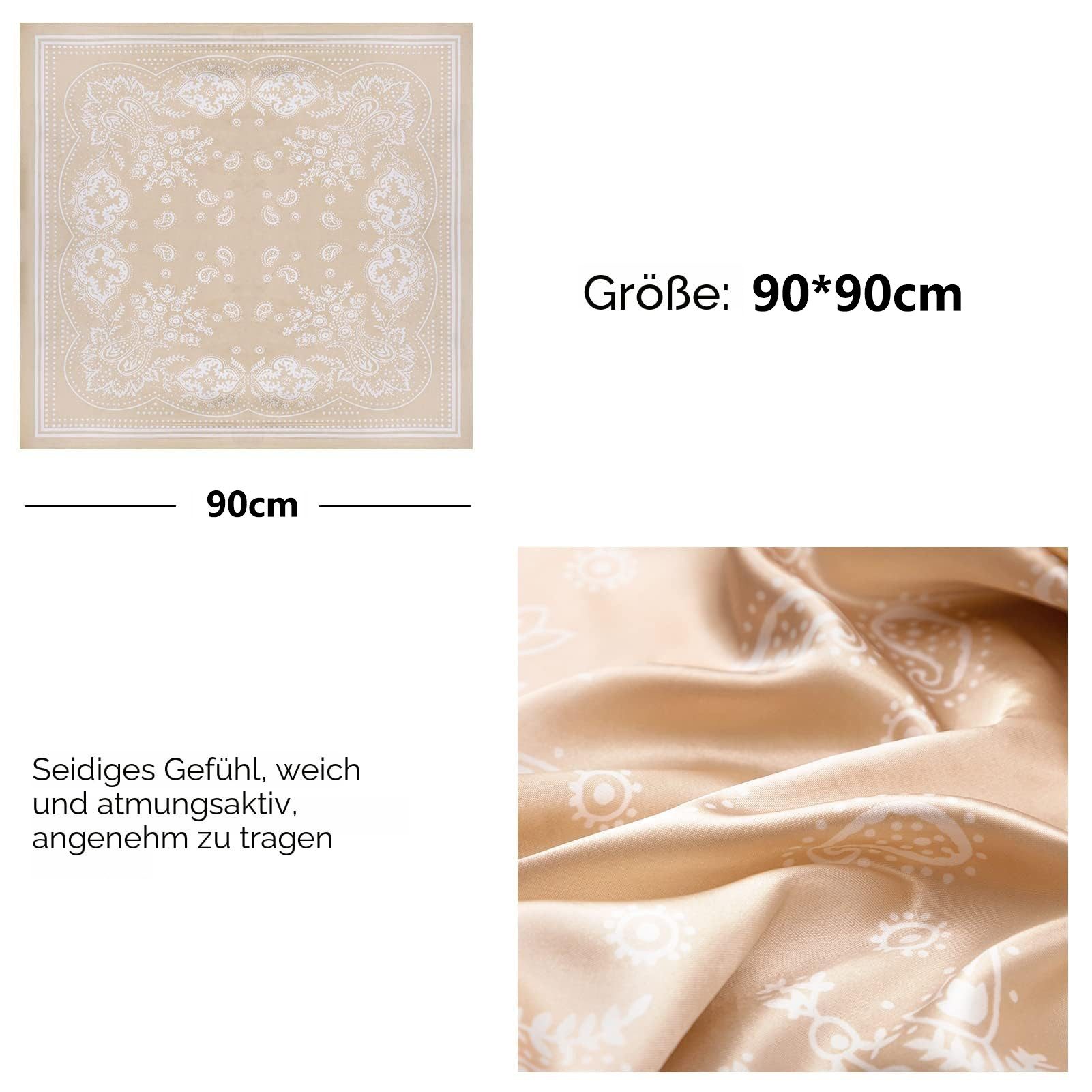 FOUORTUNATE-BEE Halstuch 4er Set 90x90cm Quadratische Schals für Damen Sommer, (Bandana Damen vielseitiger Haarschmuck Haartuch Halstuch, 4-St)