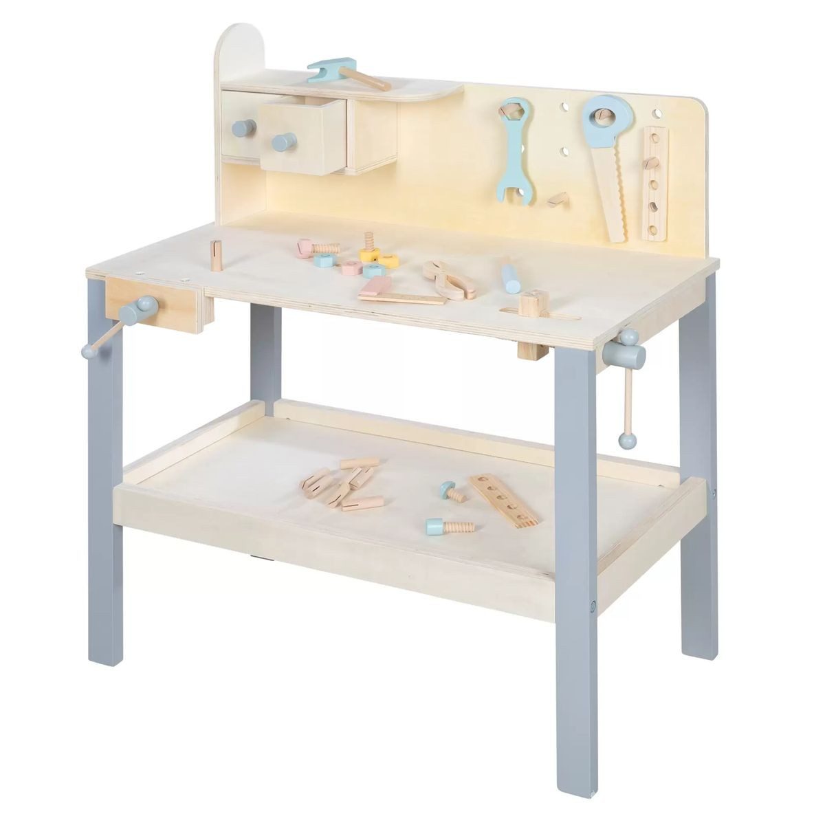 kindsgard Spielwerkzeugkoffer Tinka - Grau, Kinderwerkbank Spielwerkbank Kinder Werkzeugbank