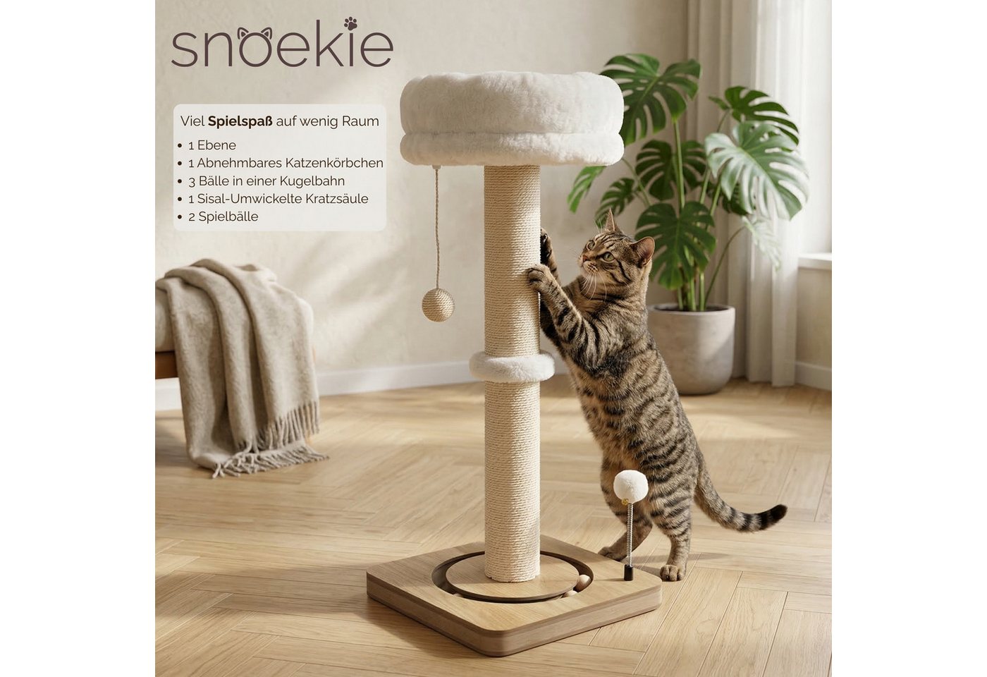 SNOEKIE Kratzbaum SNOEKIE Kratzbaum für Katzen, extra dicker Kratzstamm Ø 11,5 cm