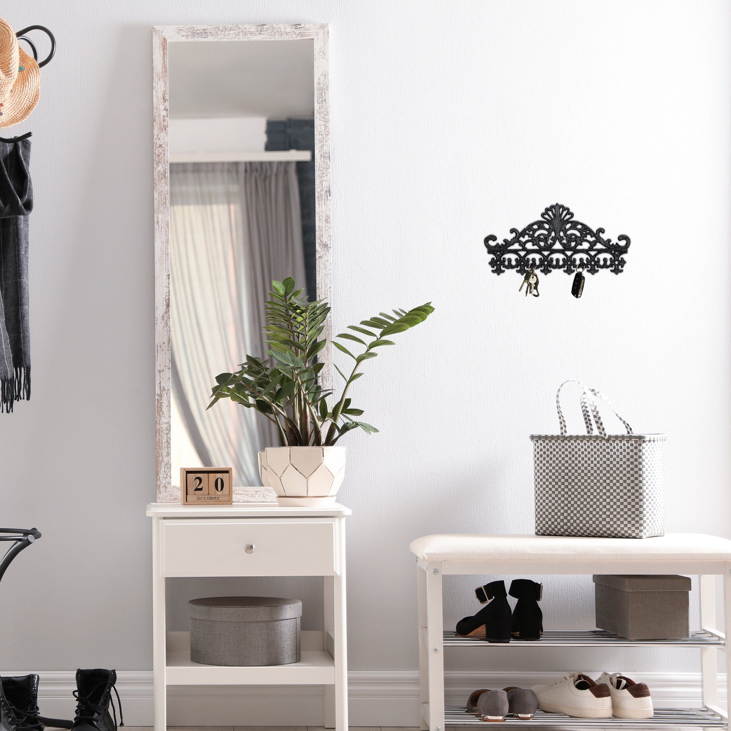 relaxdays Garderobenpaneel Garderobenleiste Gusseisen, Schwarz günstig online kaufen