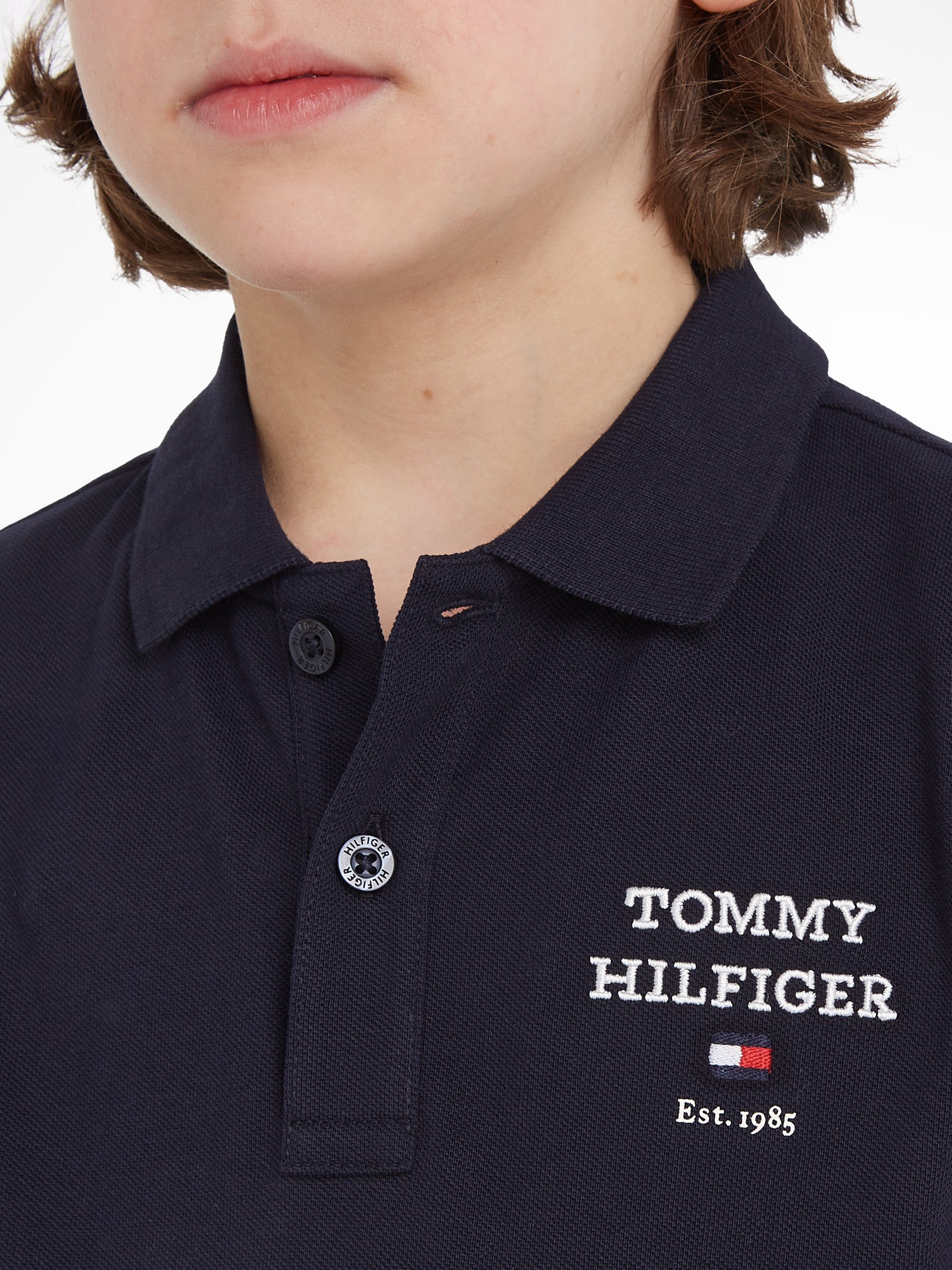 desert Poloshirt TH LOGO mit sky S/S Hilfiger POLO Tommy Logostickerei