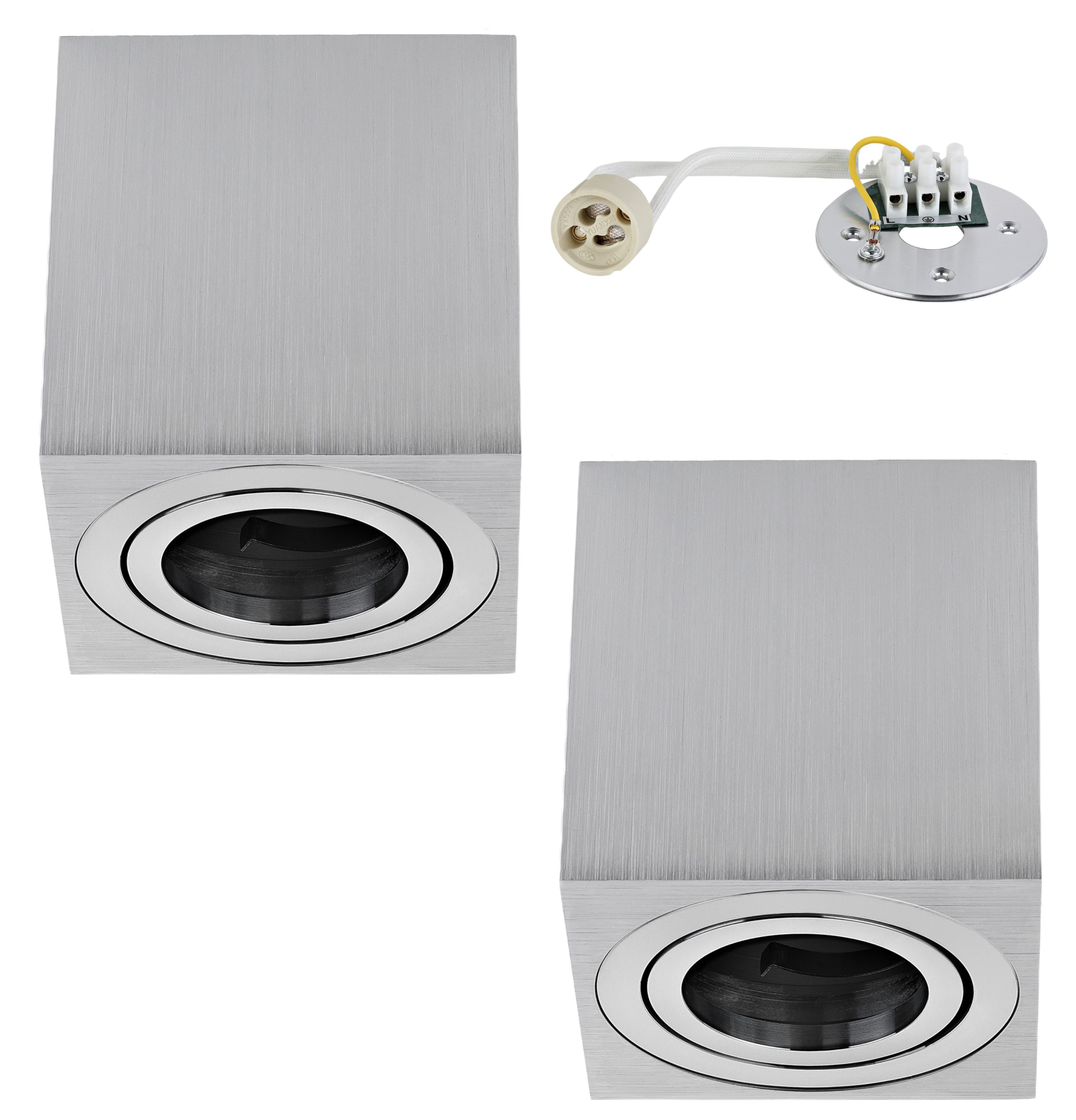Sweet LED LED Aufbaustrahler 2er Set GU10 Deckenspots eckig schwenkbar, schwenkbar, ohne Leuchtmittel, LED Aufbaustrahler, Aluminium