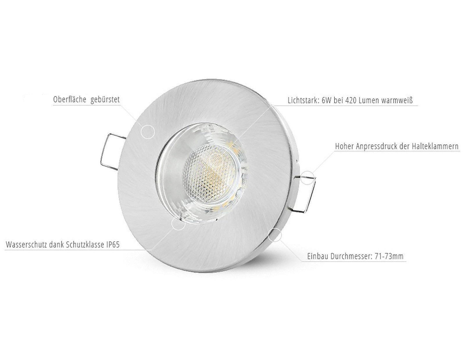 linovum LED Einbaustrahler LED Einbaustrahler IP65 LED drei einstellbaren Lichtfarben 3CCTGU10 6W, Neutralweiß, Warmweiß, Tageslichtweiß