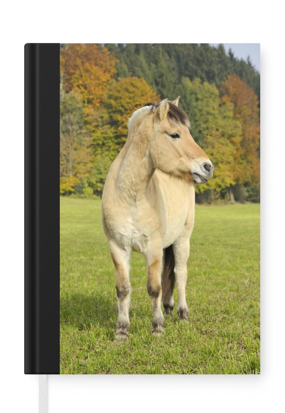 MuchoWow Notizbuch Fjordpferd in einer Herbstlandschaft, Journal, Merkzettel, Tagebuch, Notizheft, A5, 98 Seiten, Haushaltsbuch