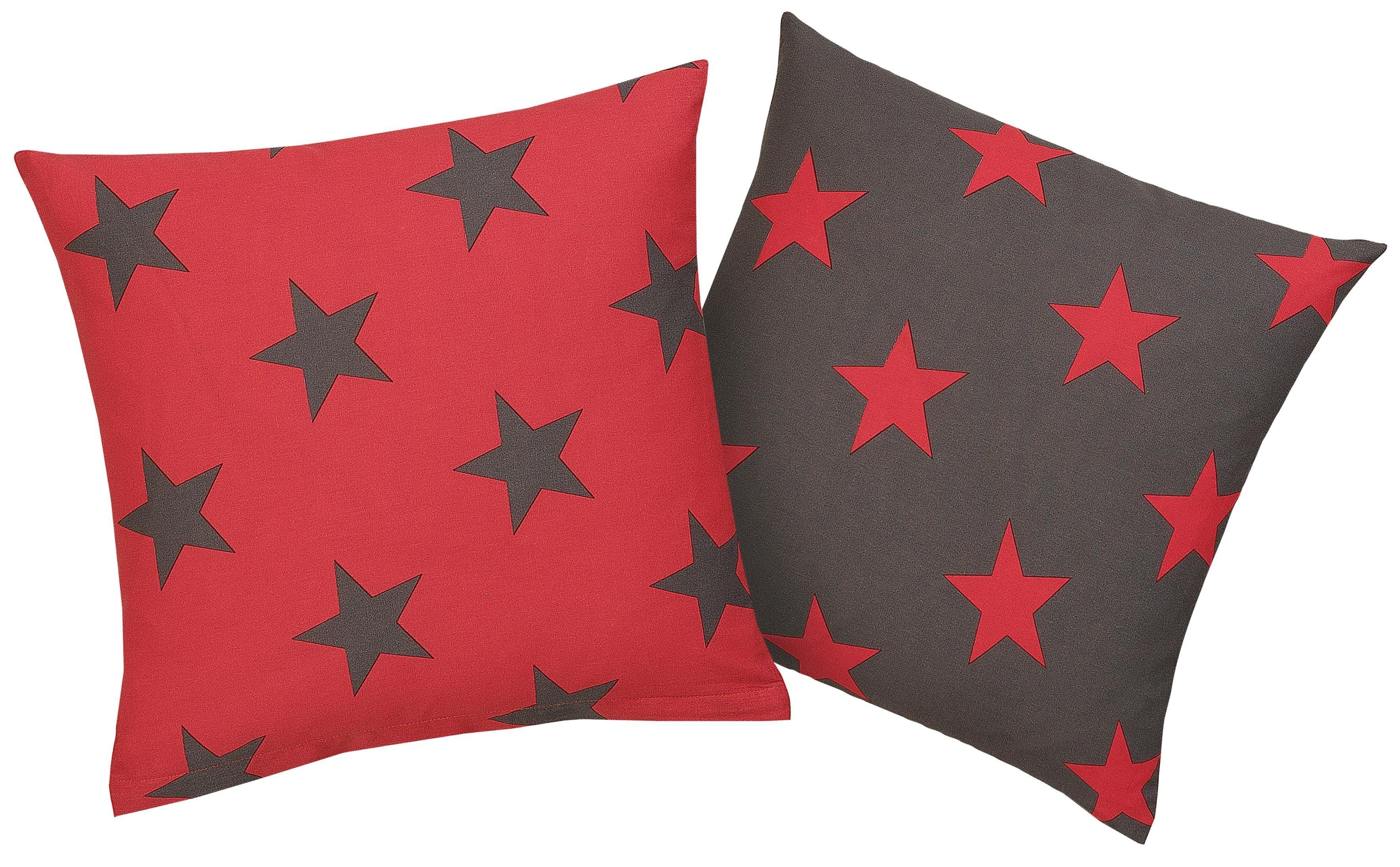Kissenbezüge Stella Kissenhülle mit Sternenmuster, in verschiedenen Größen, my home (2 Stück) rot/anthrazit