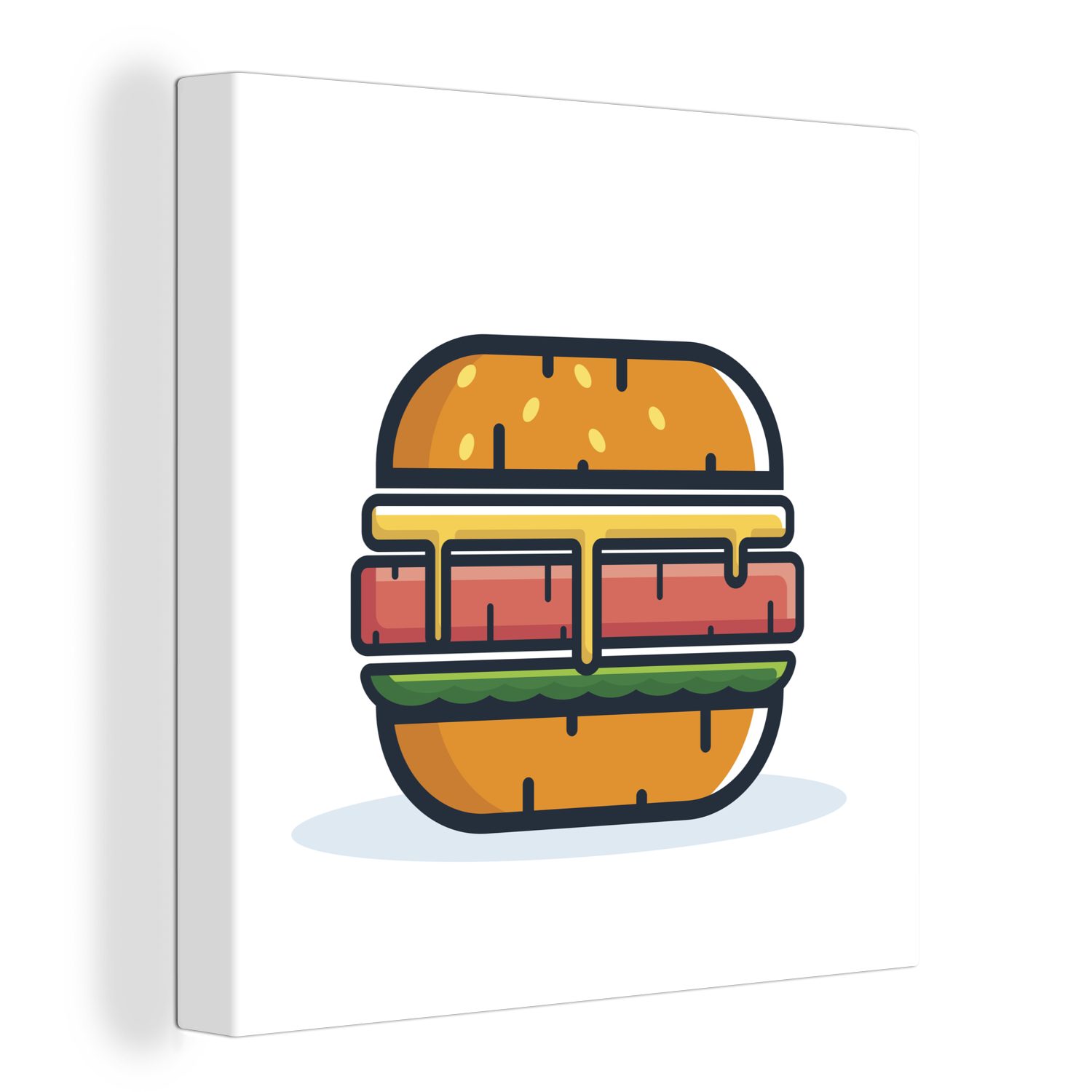 OneMillionCanvasses® Leinwandbild Ein Piktogramm, das einen Hamburger darstellt, (1 St), Leinwand Bilder für Wohnzimmer Schlafzimmer