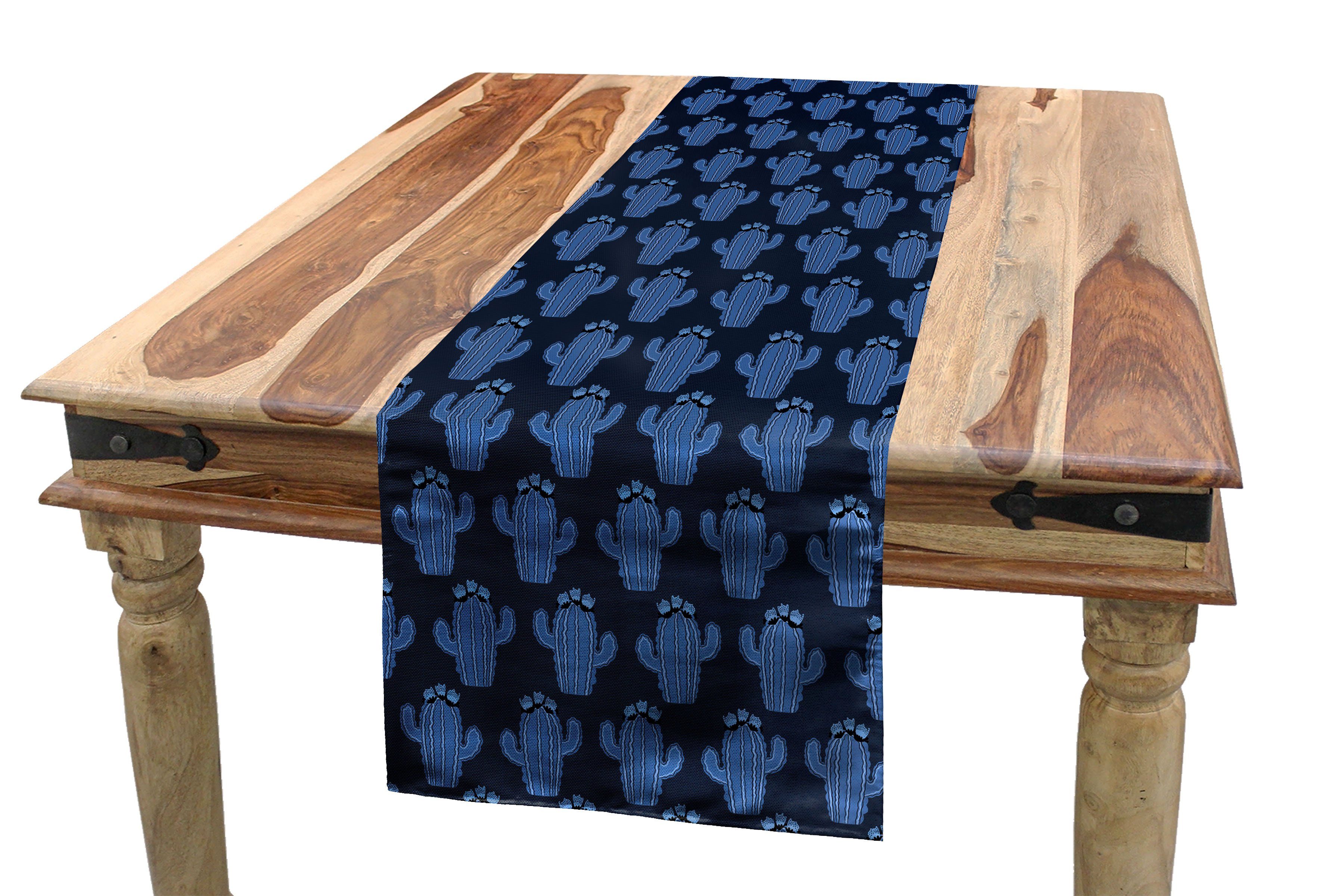 Abakuhaus Tischläufer Esszimmer Küche Rechteckiger Dekorativer Tischläufer, Navy blau Fortsetzung Cactus Shapes